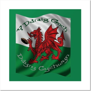 Y Ddraig Goch Ddyry Cychwyn Welsh Rugby And Flag Posters and Art